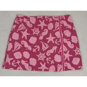 Vintage Lilly Pulitzer Women's 10 Skort Pink Seahorse Sailing Boat Shells Skirt